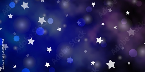 Light Pink  Blue vector background with circles  stars.