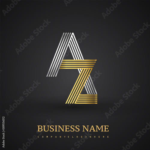 Letter AZ logo design. Elegant gold and silver colored, symbol for your business name or company identity.