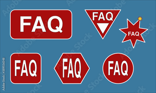 Verschiedene grafische Symbole für FAQs 