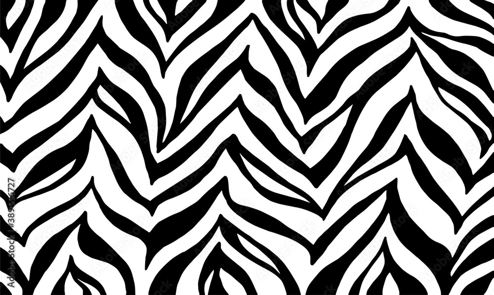 Zebra print, animal skin, tiger stripes, abstract pattern, line background. Amazing hand drawn vector illustration. Poster, banner. Black and white artwork, monochrome Zebra print, animal skin, tiger stripes, abstract pattern, line background. Amazing hand drawn vector illustration. Poster, banner. Black and white artwork, monochrome