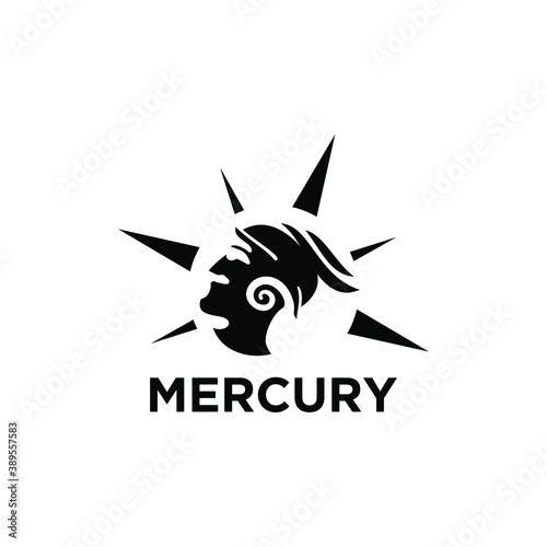 Greek mythology, Mercury God Logo, Design element for logo, poster, card, banner, emblem, t shirt. Vector illustration