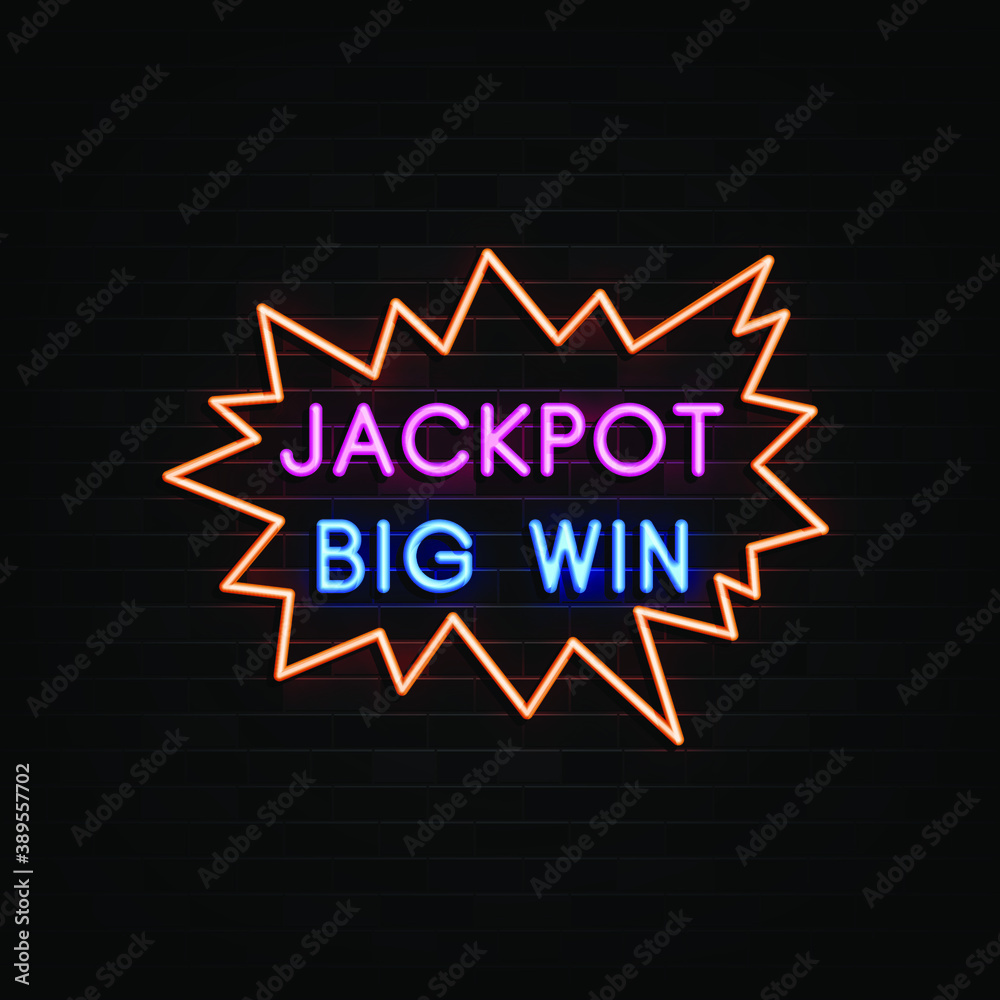 jackpot big win neon sign, neon template