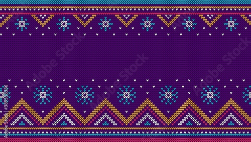Christmas sweater knit seamless pattern. Nordic jumper knitwear ornament. Vector illustration.