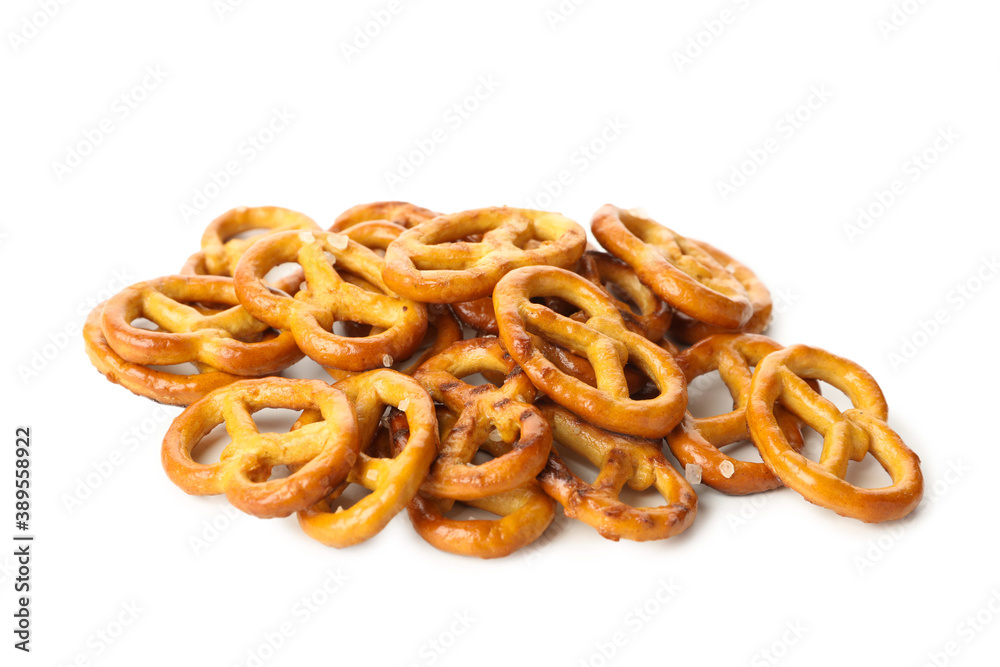 Tasty cracker pretzels isolated on white background Tasty cracker pretzels isolated on white background