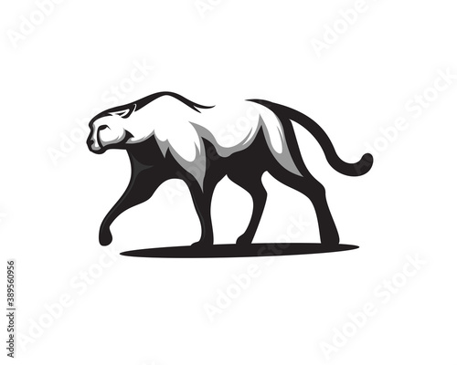 silhouette walking cat  tiger  lion  jaguar  cheetah  panther art logo design illustration