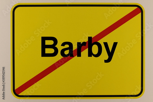 Grafische Darstellung des Ortsausgangsschildes der Stadt Barby photo