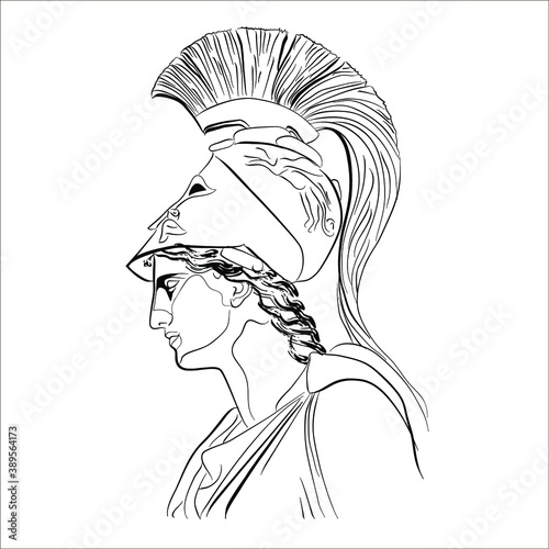 Character of ancient Roman mythology. Vectoral linear illustration of an antique god.