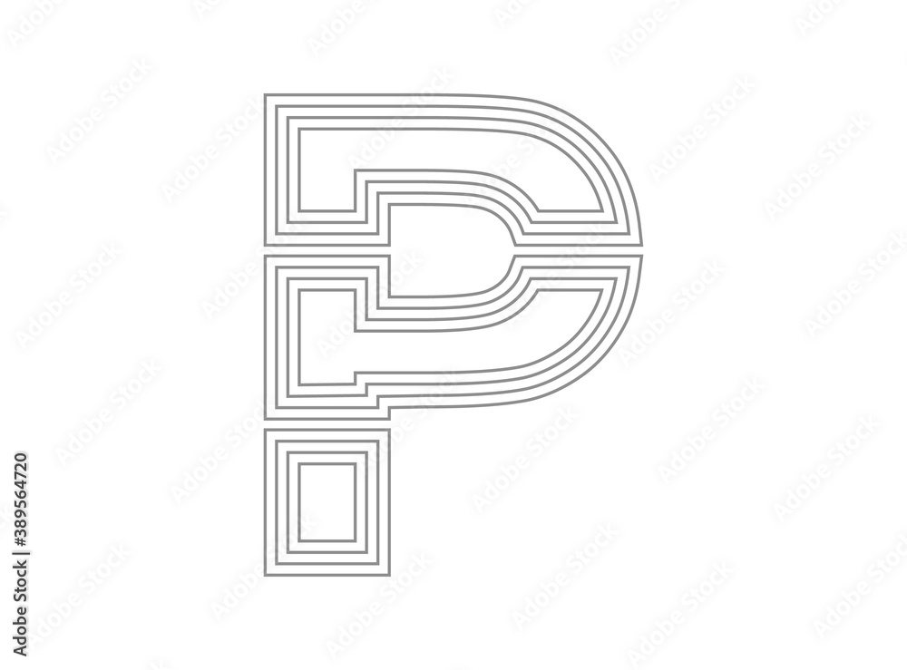 P font vector. Condensed thin, Parallel stylize line letter. Thin monochrome, typography design. İsolated on white background P font vector. Condensed thin, Parallel stylize line letter. Thin monochrome, typography design. İsolated on white background