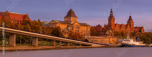 Panorama of the historic part of Szczecin in Poland