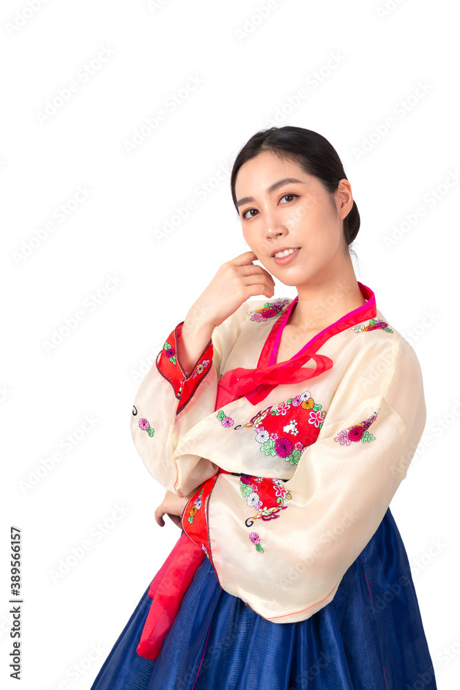 Attractive Woman wearing traditional korean dress, Hanbok. Women wearing traditional Korean hanbok traditional dress. Women wearing traditional korean dress (Hanbok) isolated on white background. Attractive Woman wearing traditional korean dress, Hanbok. Women wearing traditional Korean hanbok traditional dress. Women wearing traditional korean dress (Hanbok) isolated on white background.
