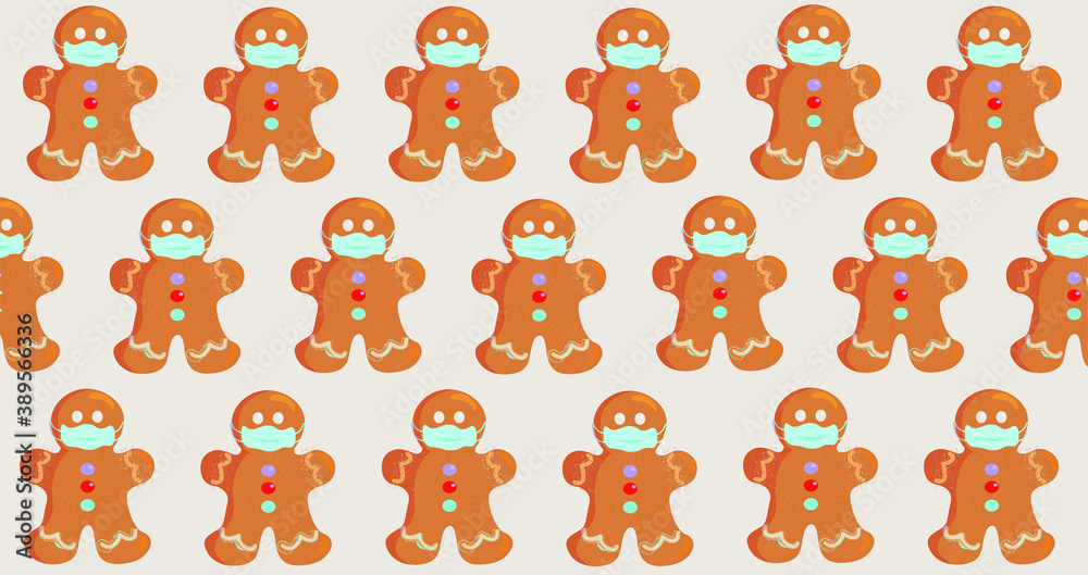 The sweetest gingerbread men with masks on the light background. Christmas time. Decoration food. Funny stickers. Holidays. Christmas time. New year vacation. Christmas background. The sweetest gingerbread men with masks on the light background. Christmas time. Decoration food. Funny stickers. Holidays. Christmas time. New year vacation. Christmas background.