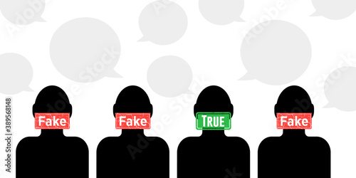 People telling lies and one speaks the truth background vector illustration cartoon flat design modern style 