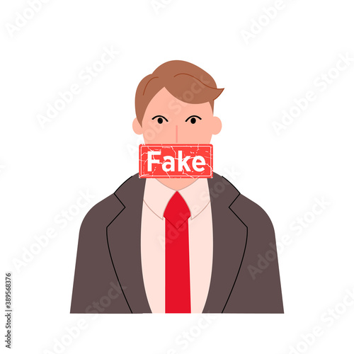Person on white background telling lies vector illustration cartoon flat design modern style 