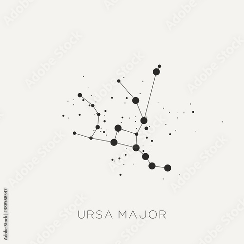 Star constellation zodiac Ursa Major black white vector