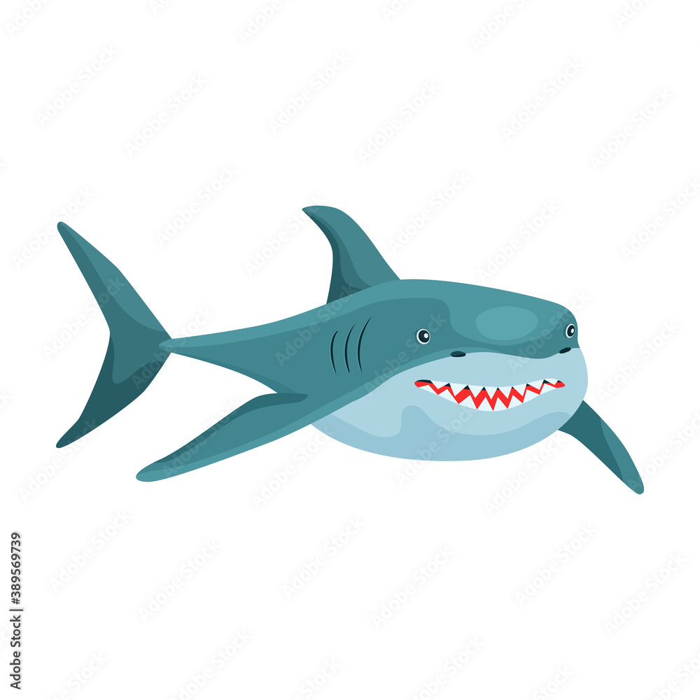 Shark cartoon vector icon.Cartoon vector illustration fish of sea. Isolated illustration of shark icon on white background.