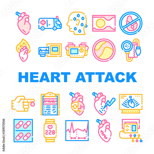 Heart Attack Disease Collection Icons Set Vector