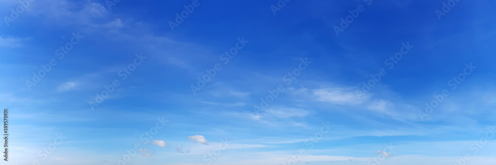 Panorama sky with cloud on a sunny day. Beautiful cirrus cloud.