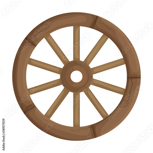 Wooden wheel cartoon vector icon.Cartoon vector illustration wagon. Isolated illustration of wooden wheel of wagon icon on white background.