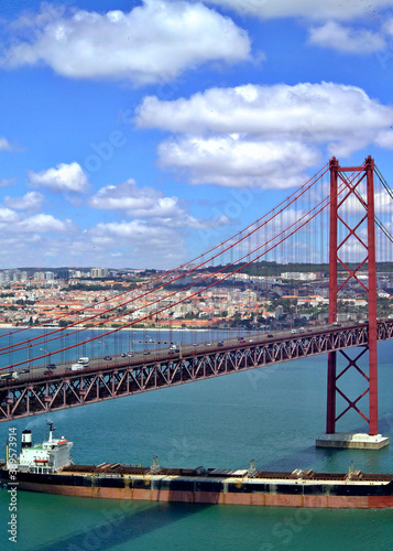 Lisbon view with 25th of april bridge from the Almada side - Portugal
