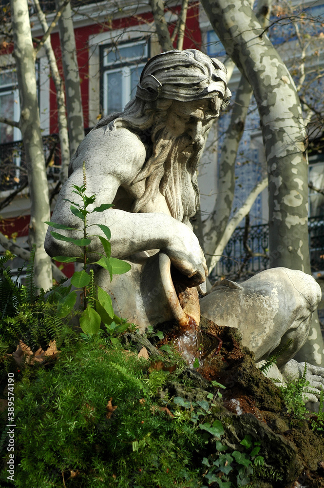 Aquarius, fountain statue in Lisbon - Portugal