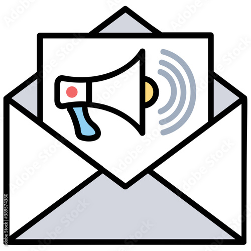 
Loudspeaker sign on a paper that is embedded in envelope represents email marketing
