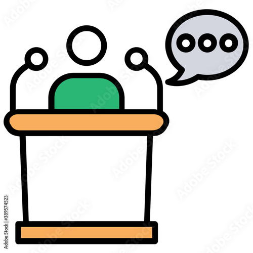
A faceless male person delivering speech
