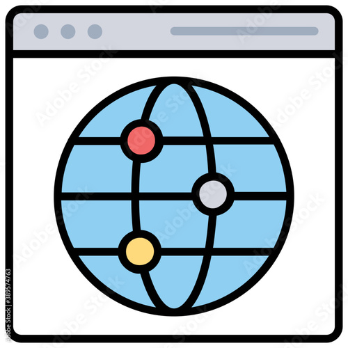  Global grid on website, web network icon 