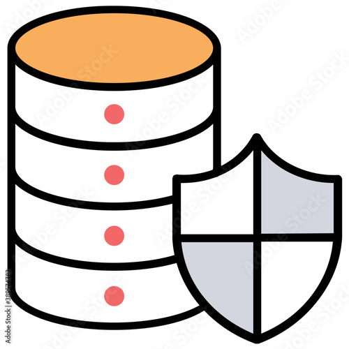 
A database protecting by a shielded lock, this is icon for data protection 
