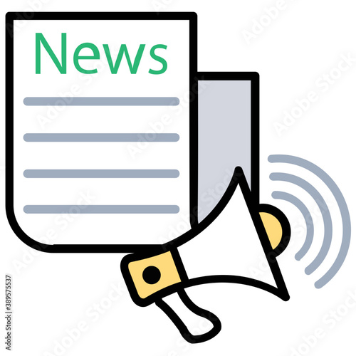 
Flat icon design of a print media newspaper
