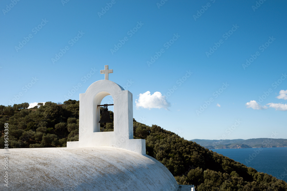 Stunning views from Saint Alexander chapel in Skiathos island , Greece . Stunning views from Saint Alexander chapel in Skiathos island , Greece .
