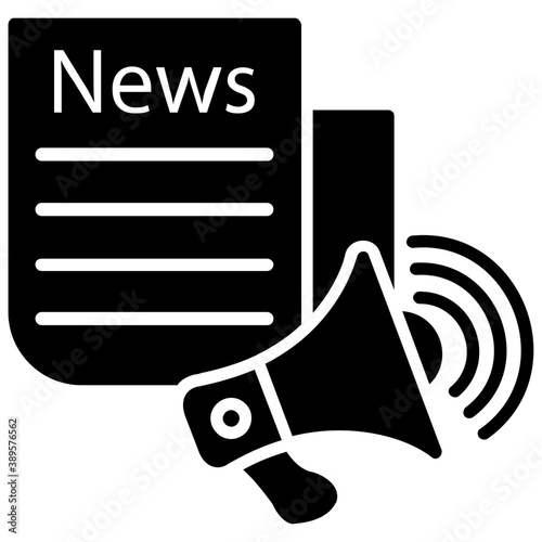 
Flat icon design of a print media newspaper
