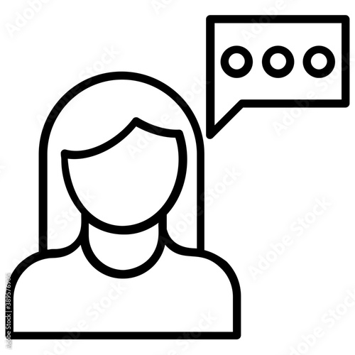 
Speech bubble, flat icon talking girl 
