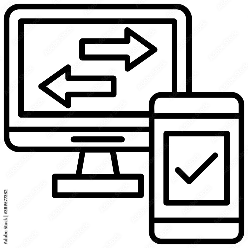 Laptop and mobile phone with arrows presenting data synchronization icon
Laptop and mobile phone with arrows presenting data synchronization icon