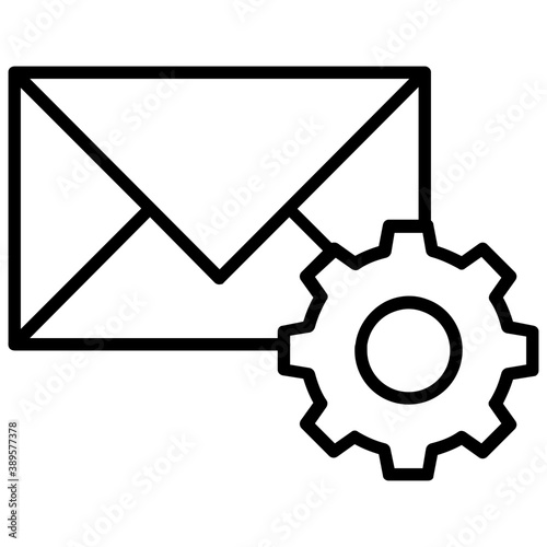 
Envelope with cogwheel together holding icon for mail settings 
