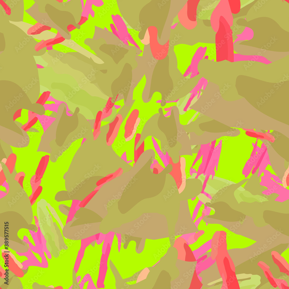 UFO camouflage of various shades of green, violet and red colors