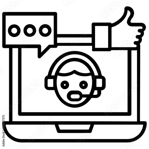 
A man avatar presenting concept of video calling

