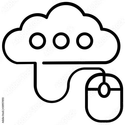 
Cloud computing connected to computer mouse, cloud based service flat icon design 
 photo
