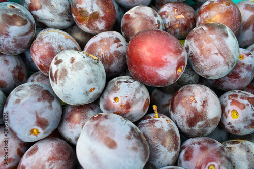 Full frame of ripe plums