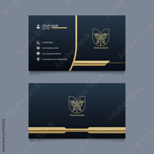 elegant business card template with golden style.