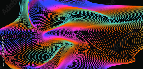 Glitchy and distorted surface of lines. Abstract technology background.