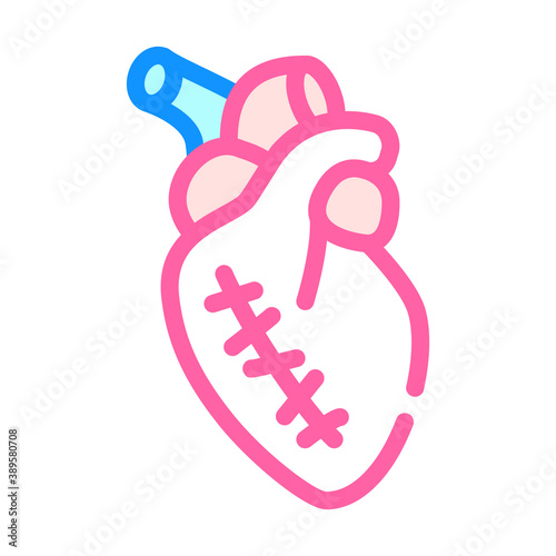 heart attack operation color icon vector illustration