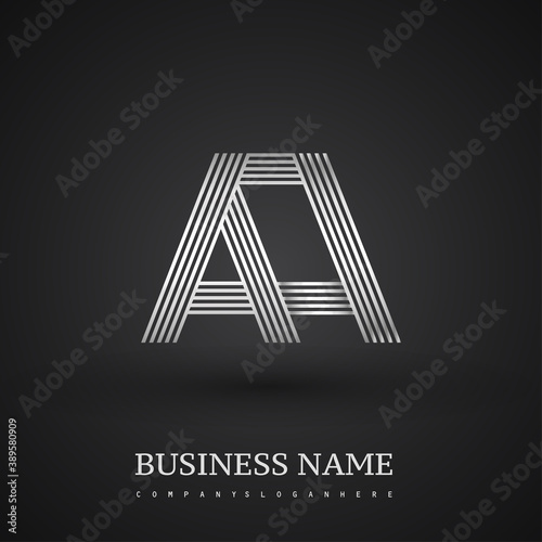 Letter AA linked logo design. Elegant silver colored symbol for your business or company identity.