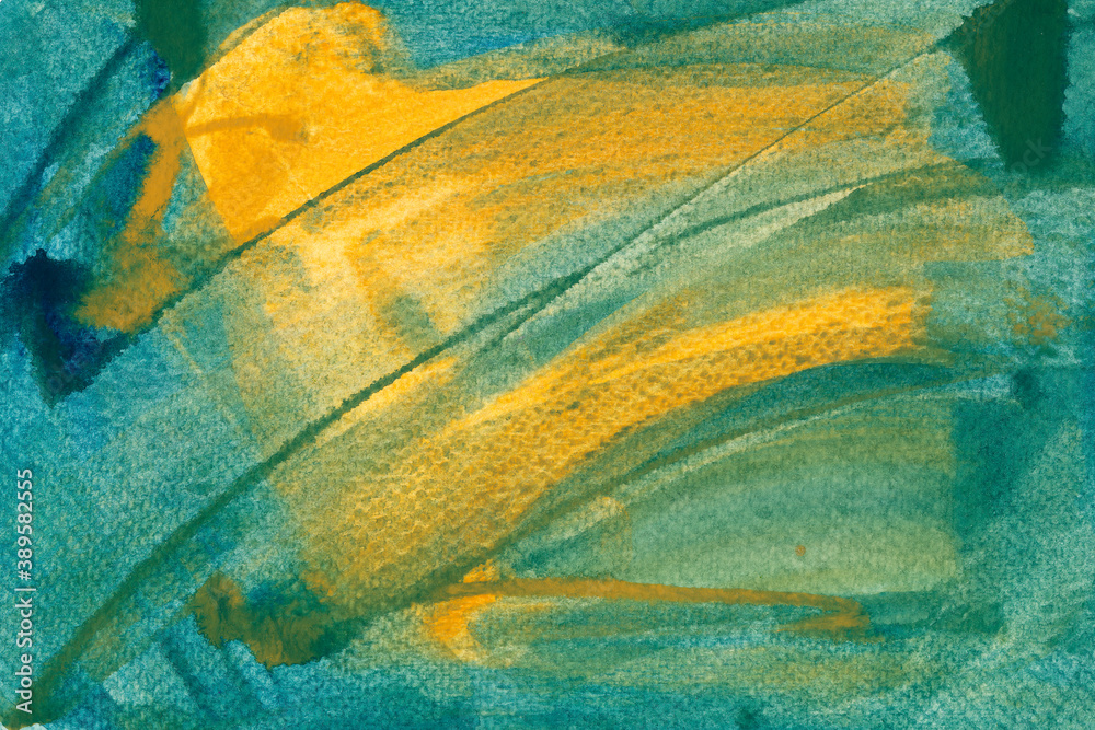 Green and yellow hand drawn watercolour painting. Modern light blue blending raster illustration. Multicolor ink background. Watercolor paint blobs and smudges effect wallpaper. Hand drawn liquid ink. Green and yellow hand drawn watercolour painting. Modern light blue blending raster illustration. Multicolor ink background. Watercolor paint blobs and smudges effect wallpaper. Hand drawn liquid ink.