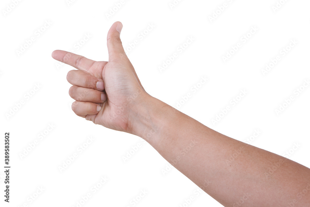 Male asian hand gestures isolated over the white background. Pointing Pose Action. Male asian hand gestures isolated over the white background. Pointing Pose Action.