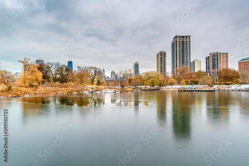 Chicago City skyline view from Lincoln Park © nejdetduzen