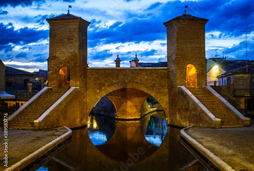 famous trepponti bridge in Comacchio - italy photo