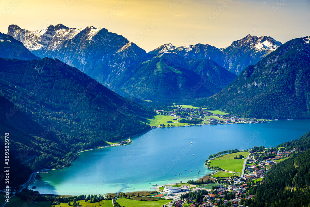 landscape at the achensee lake in austria