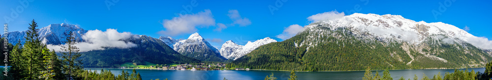 landscape at the achensee lake in austria - obrazy, fototapety, plakaty 