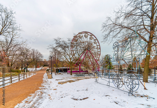 Lincoln Park of Chicago City view in winter photo