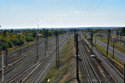 View of the railway tracks and the city